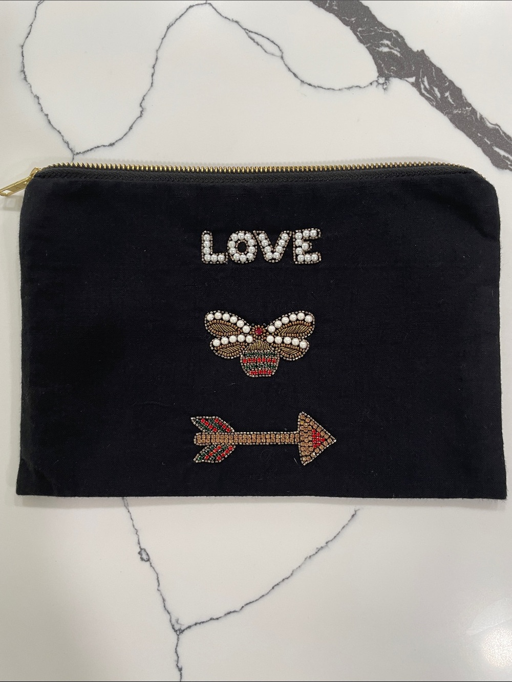 Citrus  Black Beaded Pouch - LOVE, Bee & Arrow